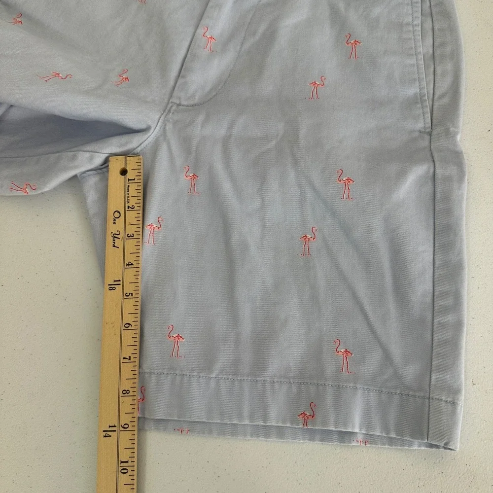 J. Crew Gramercy Shorts Mens 33W Blue‎ Flamingo Print Casual Cotton Summer